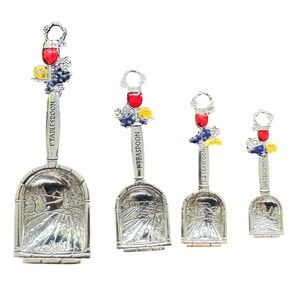 Vintage Wine Vineyard Measuring Spoons Set 4 Silver Tone La Cucina Ganz